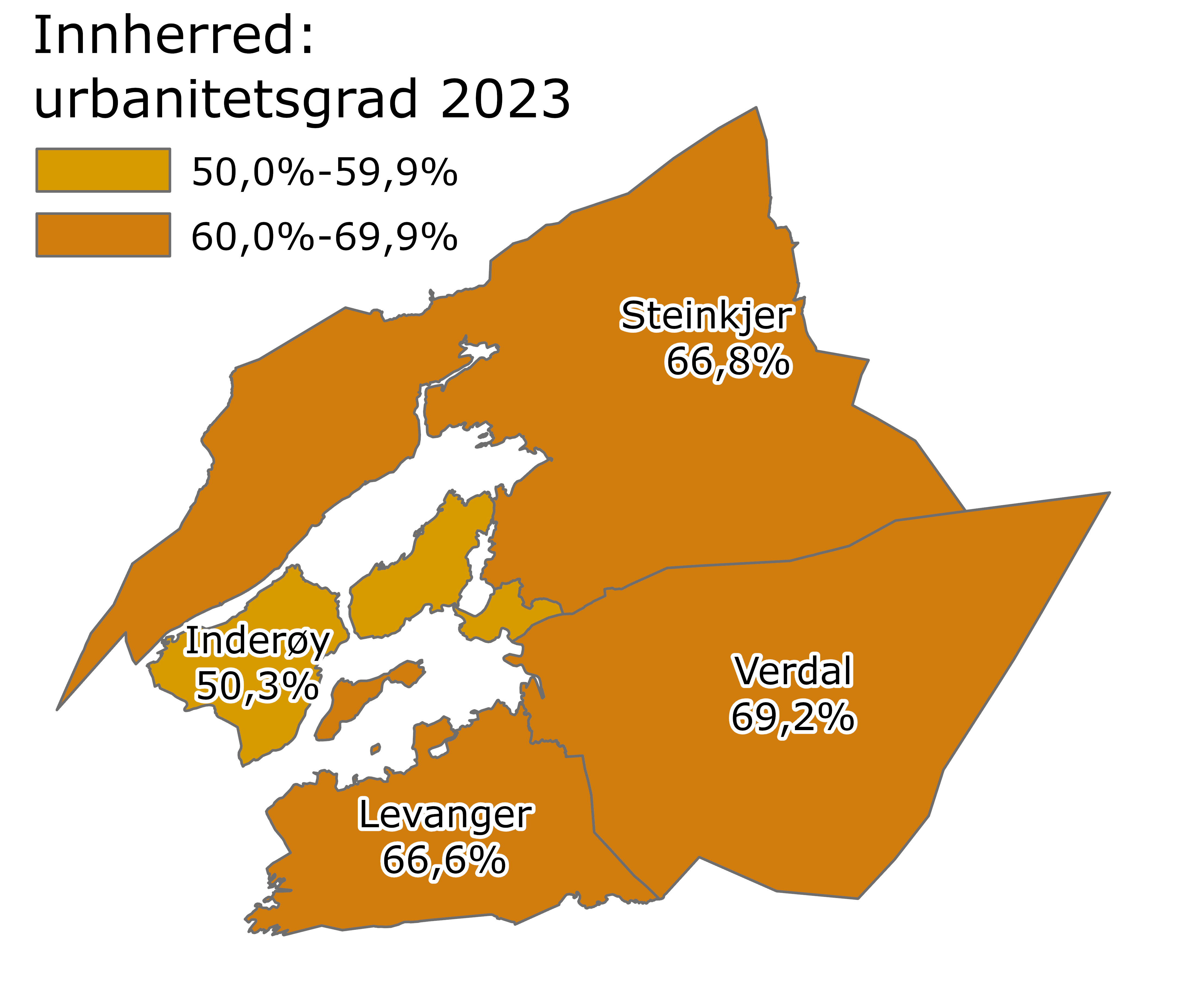 Innherred urbaniseringsgrad 2023